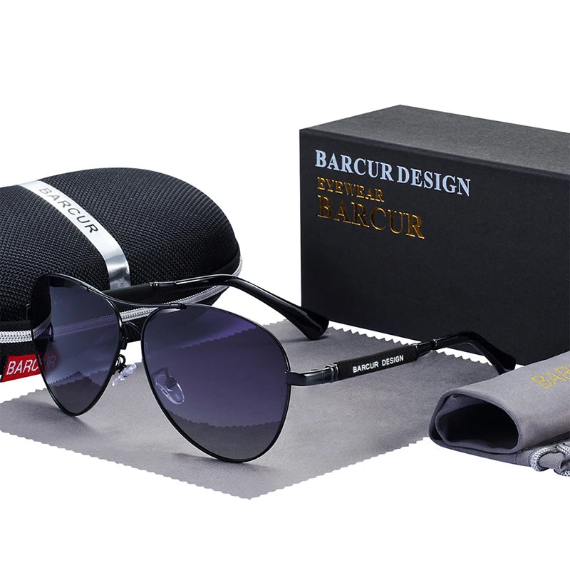 BARCUR Titanium Alloy Polarized Sunglasses – Pilot Gradient Mirror Shades for Men & Women