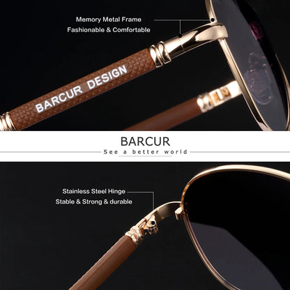 BARCUR Titanium Alloy Polarized Sunglasses – Pilot Gradient Mirror Shades for Men & Women
