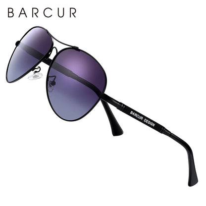 BARCUR Titanium Alloy Polarized Sunglasses – Pilot Gradient Mirror Shades for Men & Women