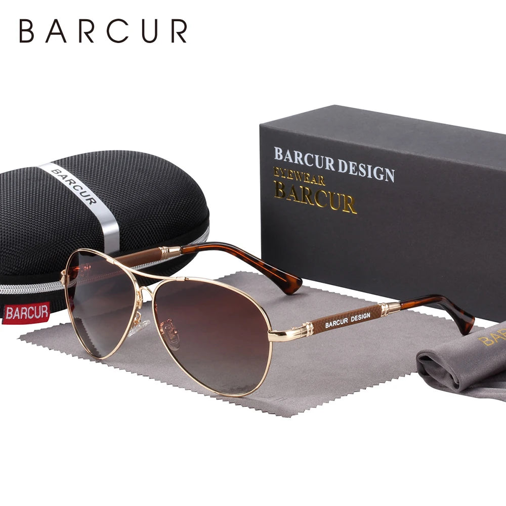 BARCUR Titanium Alloy Polarized Sunglasses – Pilot Gradient Mirror Shades for Men & Women