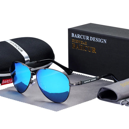 BARCUR Titanium Alloy Polarized Sunglasses – Pilot Gradient Mirror Shades for Men & Women
