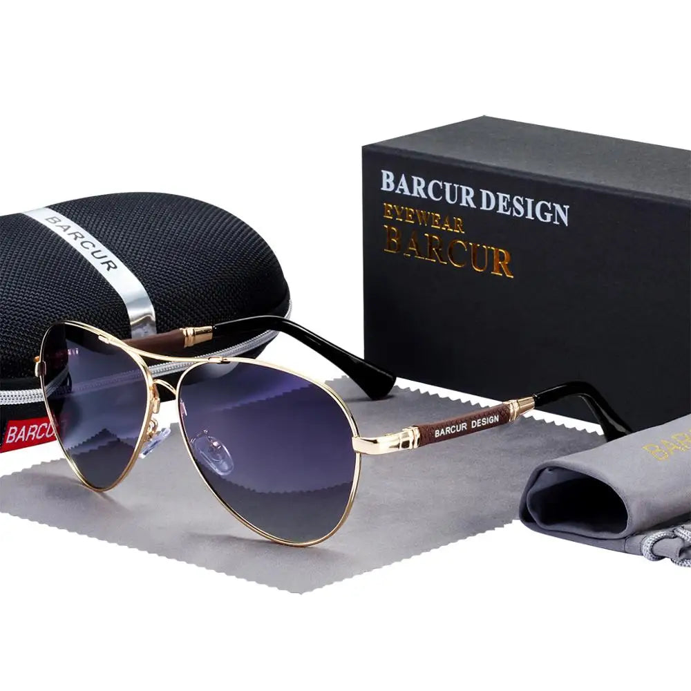 BARCUR Titanium Alloy Polarized Sunglasses – Pilot Gradient Mirror Shades for Men & Women