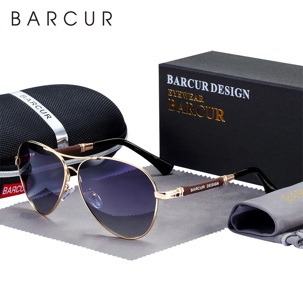 BARCUR Titanium Alloy Polarized Sunglasses – Pilot Gradient Mirror Shades for Men & Women