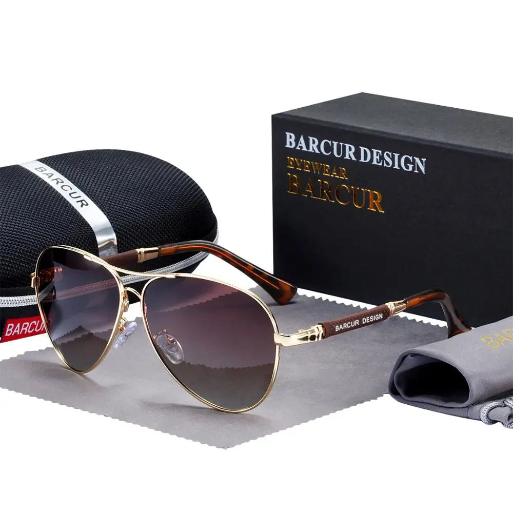 BARCUR Titanium Alloy Polarized Sunglasses – Pilot Gradient Mirror Shades for Men & Women