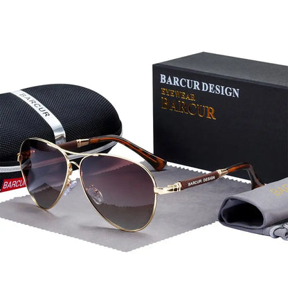 BARCUR Titanium Alloy Polarized Sunglasses – Pilot Gradient Mirror Shades for Men & Women
