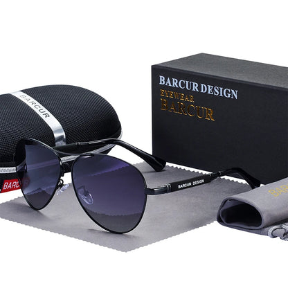 BARCUR Titanium Alloy Polarized Sunglasses – Pilot Gradient Mirror Shades for Men & Women