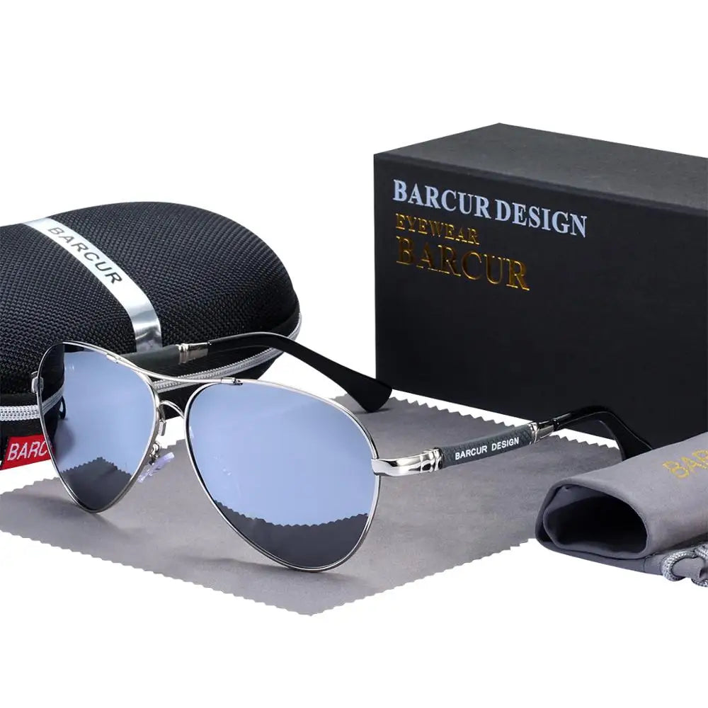 BARCUR Titanium Alloy Polarized Sunglasses – Pilot Gradient Mirror Shades for Men & Women