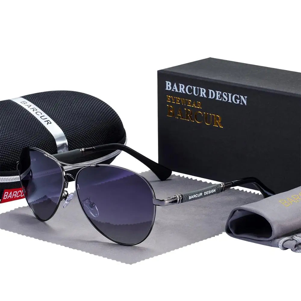 BARCUR Titanium Alloy Polarized Sunglasses – Pilot Gradient Mirror Shades for Men & Women