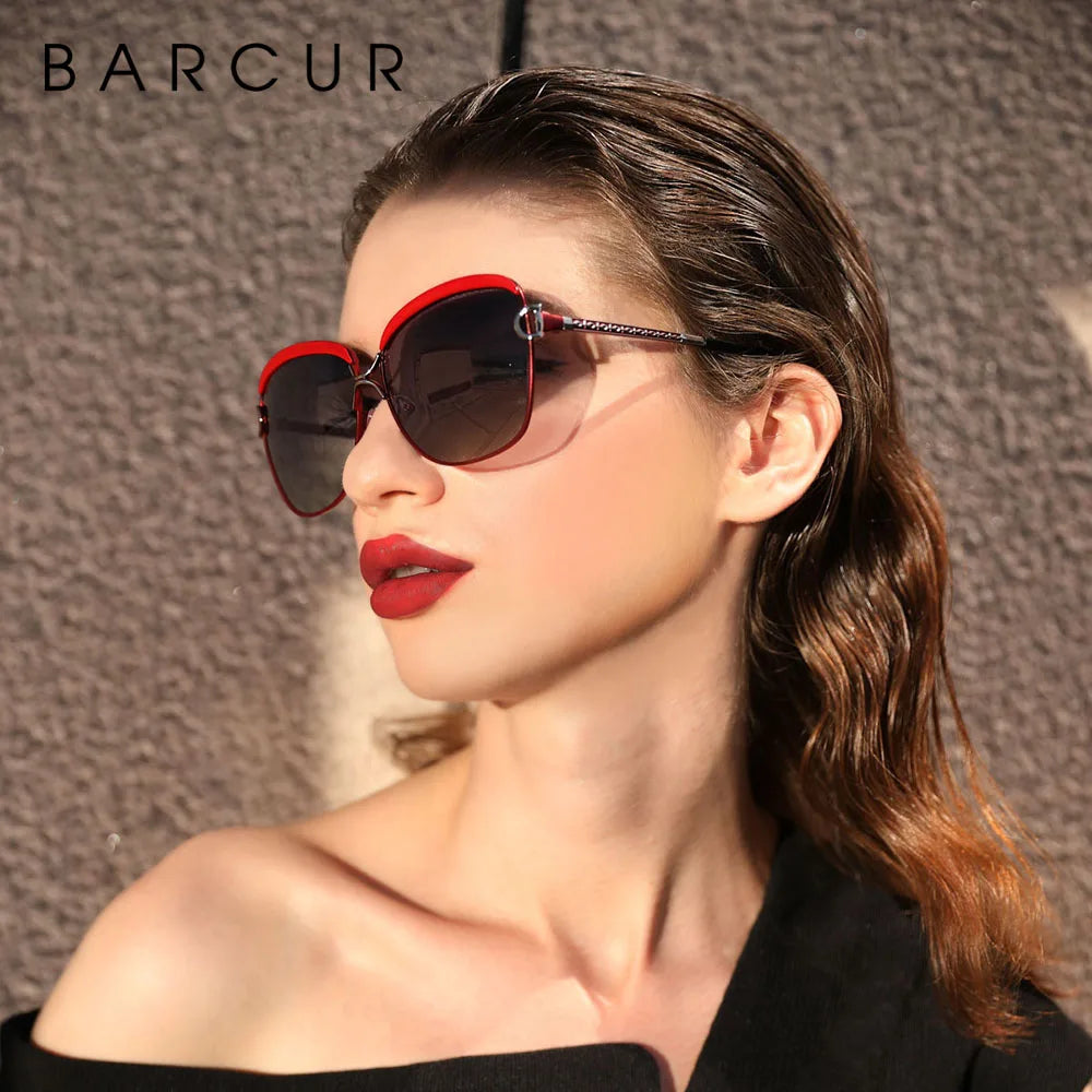 BARCUR Polarized Ladies Sunglasses – Round Gradient Lens Luxury Square Eyewear