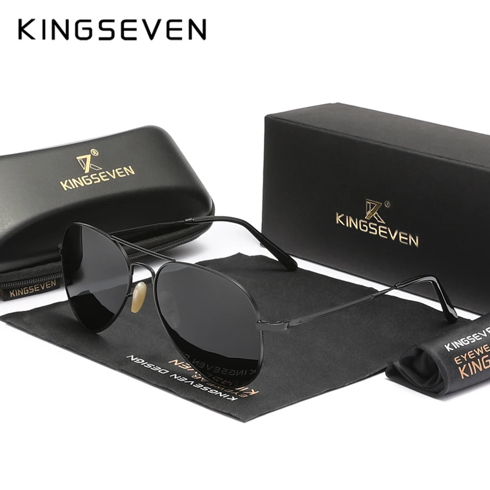 KINGSEVEN Pilot Alloy Polarized Sunglasses – UV400 Anti-Reflection Retro Luxury Eyewear
