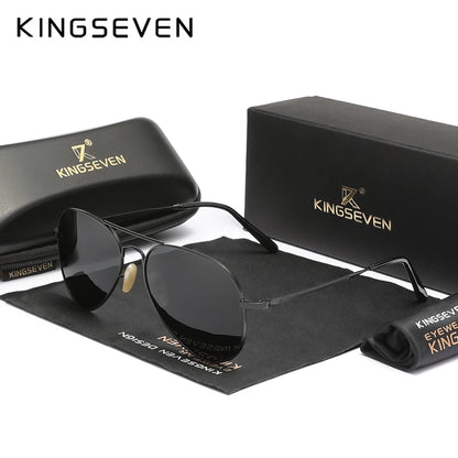KINGSEVEN Pilot Alloy Polarized Sunglasses – UV400 Anti-Reflection Retro Luxury Eyewear