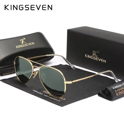 KINGSEVEN Pilot Alloy Polarized Sunglasses – UV400 Anti-Reflection Retro Luxury Eyewear