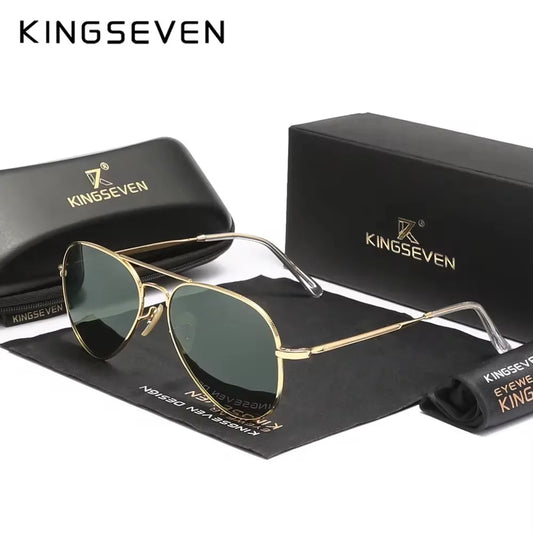 KINGSEVEN Pilot Alloy Polarized Sunglasses – UV400 Anti-Reflection Retro Luxury Eyewear