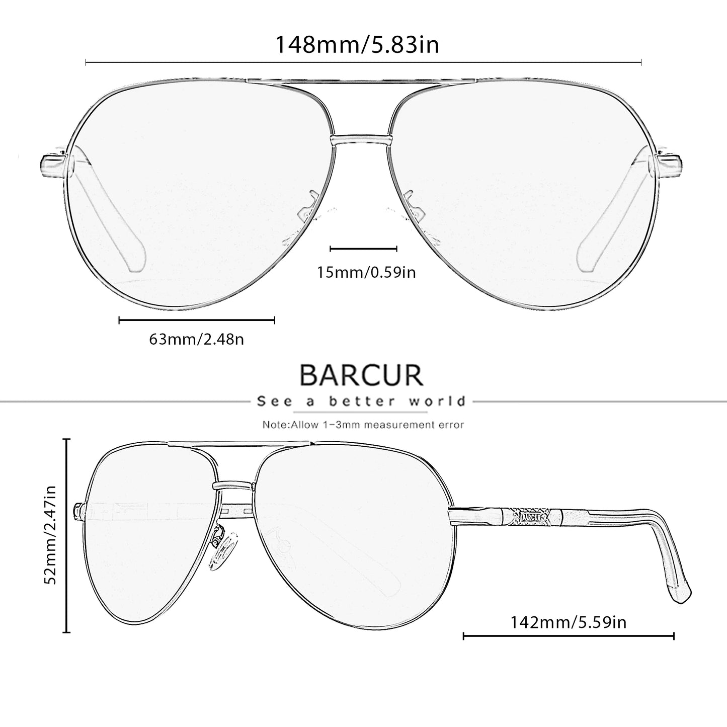 BARCUR Polarized Sunglasses for Men & Women – Gradient Lens Classic Eyewear