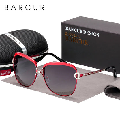 BARCUR Polarized Ladies Sunglasses – Round Gradient Lens Luxury Square Eyewear