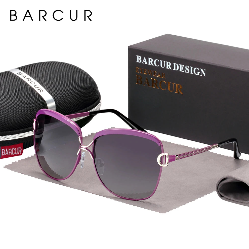 BARCUR Polarized Ladies Sunglasses – Round Gradient Lens Luxury Square Eyewear