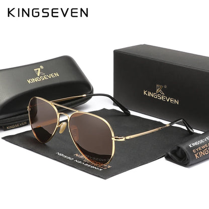 KINGSEVEN Pilot Alloy Polarized Sunglasses – UV400 Anti-Reflection Retro Luxury Eyewear
