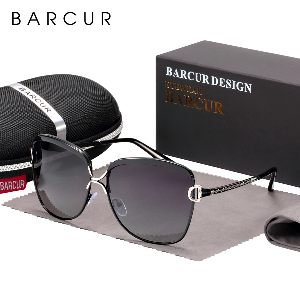 BARCUR Polarized Ladies Sunglasses – Round Gradient Lens Luxury Square Eyewear