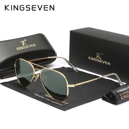 KINGSEVEN Pilot Alloy Polarized Sunglasses – UV400 Anti-Reflection Retro Luxury Eyewear