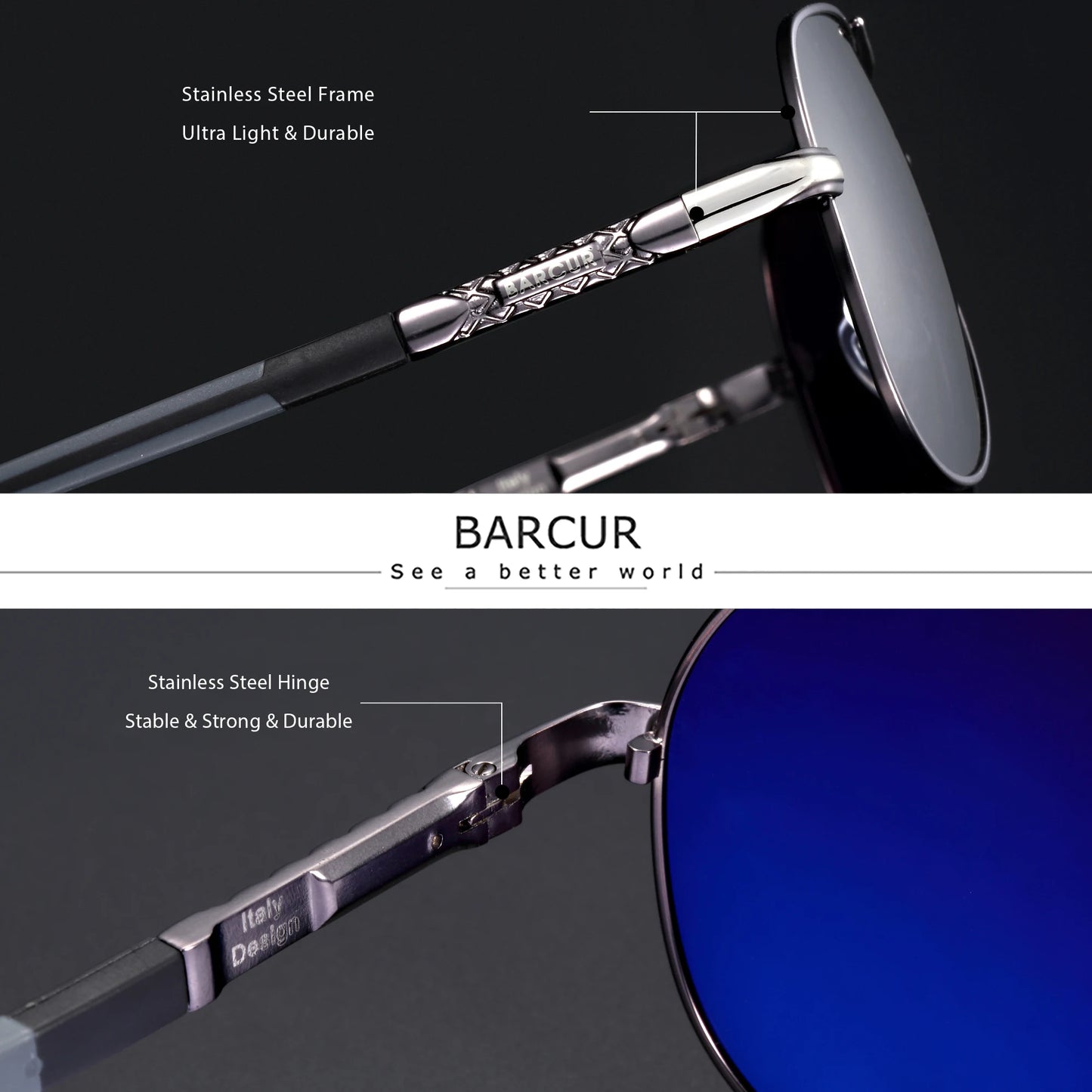 BARCUR Polarized Sunglasses for Men & Women – Gradient Lens Classic Eyewear