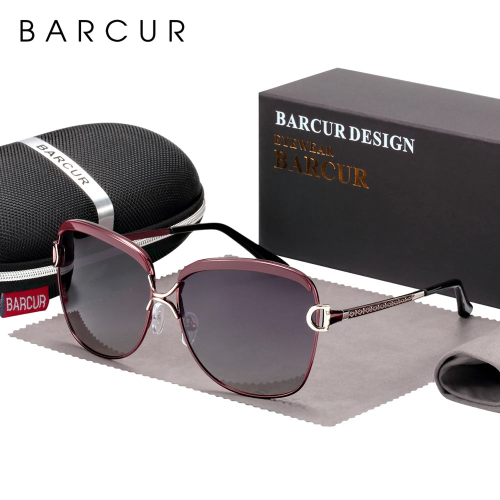 BARCUR Polarized Ladies Sunglasses – Round Gradient Lens Luxury Square Eyewear