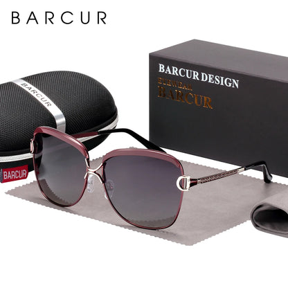 BARCUR Polarized Ladies Sunglasses – Round Gradient Lens Luxury Square Eyewear