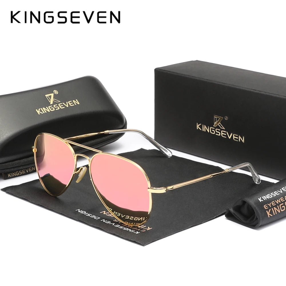 KINGSEVEN Pilot Alloy Polarized Sunglasses – UV400 Anti-Reflection Retro Luxury Eyewear
