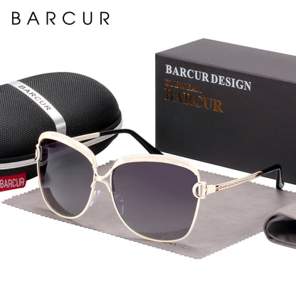 BARCUR Polarized Ladies Sunglasses – Round Gradient Lens Luxury Square Eyewear